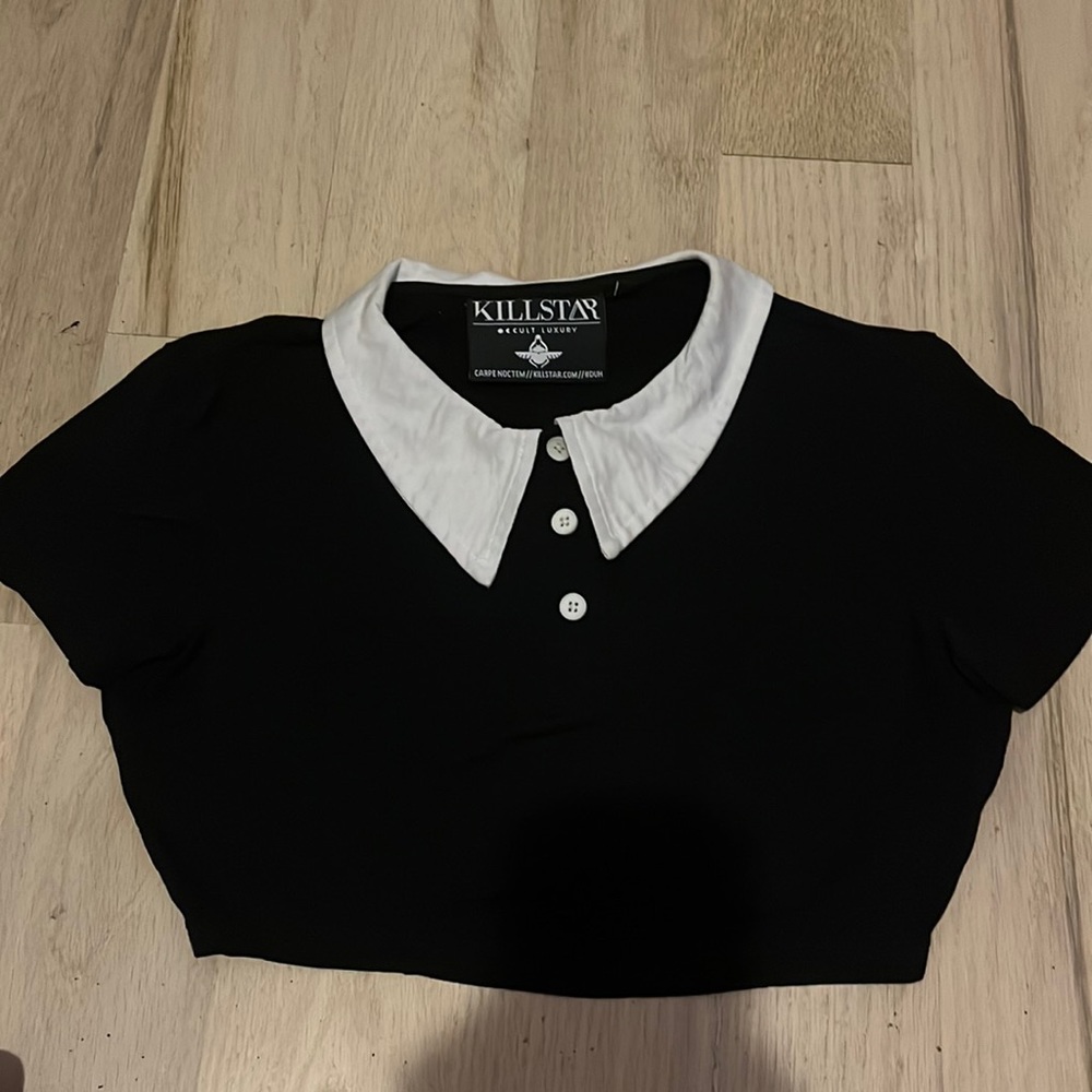 Killstar Addams Peter Pan Collar Crop Top.